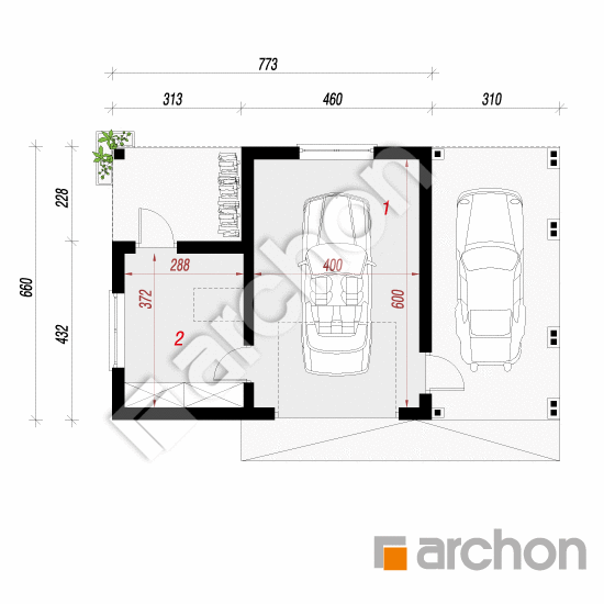 Проект дома ARCHON+ Г16 - Одноместный гараж План першого поверху