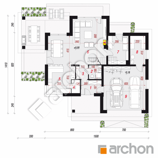 Проект дома ARCHON+ Вилла Миранда 11 (Г2) План першого поверху