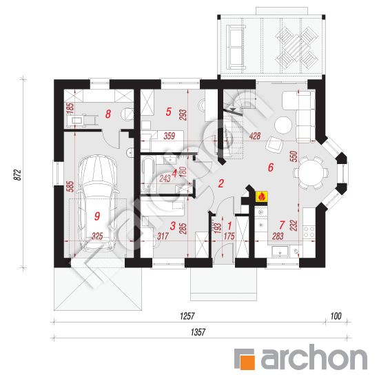 Проект дома ARCHON+ Дом в ягодах 2 (ПД) вер. 2 План першого поверху