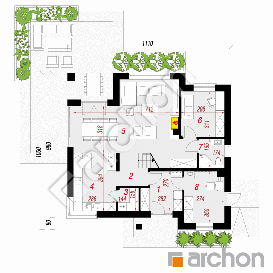 Проект дома ARCHON+ Дом под личи 6 План першого поверху