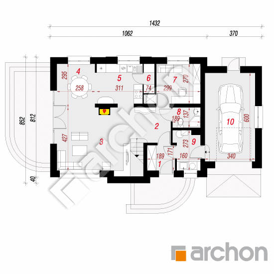 Проект дома ARCHON+ Дом в солодках 3 План першого поверху