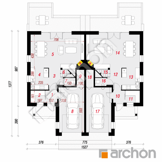 Проект дома ARCHON+ Дом в клематисах 11 План першого поверху