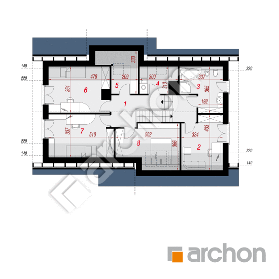 Проект дома ARCHON+ Дом в бугенвилиях (П) План мансандри