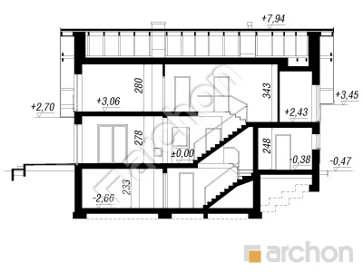 Проект дома ARCHON+ Дом в бугенвилиях (П) Розріз будинку