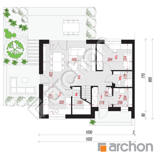Проект будинку ARCHON+ Будинок в малинівці 11 (Б) План першого поверху