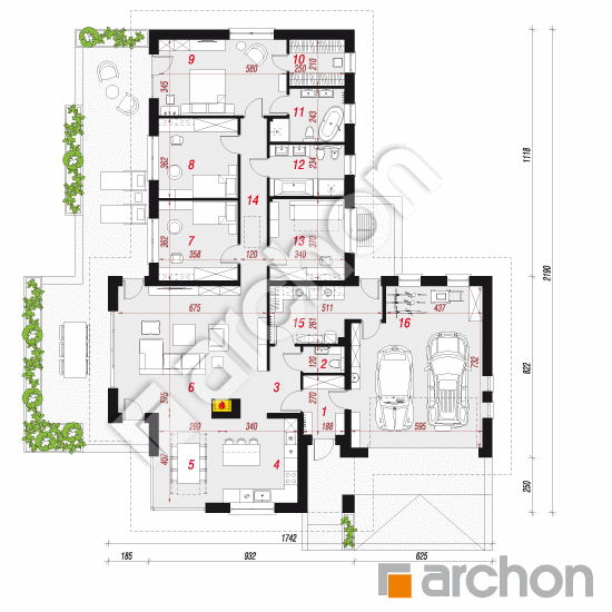 Проект будинку ARCHON+ Будинок в амарантах 2 вер.2 План першого поверху