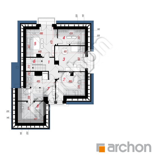 Проект дома ARCHON+ Дом в кокосах (Г) вер.2 План мансандри