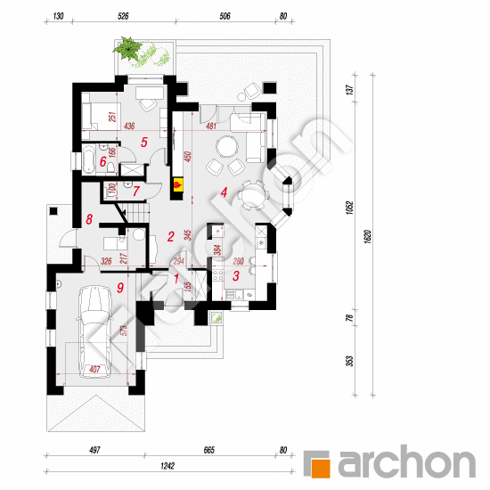 Проект будинку ARCHON+ Будинок в кокосах (Г) вер.2 План першого поверху
