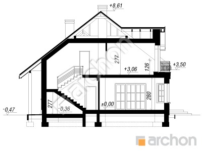 Проєкт будинку ARCHON+ Будинок в кокосах (Г) вер.2 Розріз будинку