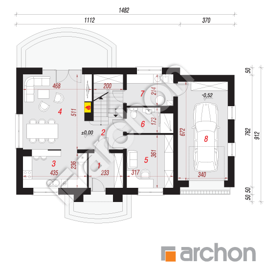 Проект будинку ARCHON+ Будинок в люцерні 3 План першого поверху