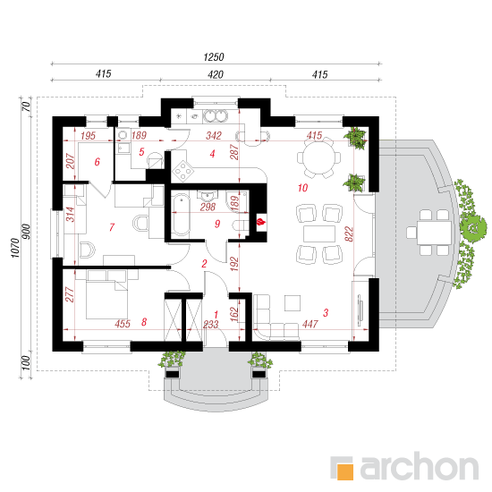 Проект будинку ARCHON+ Будинок в газаніях План першого поверху