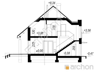 Проєкт будинку ARCHON+ Будинок в аденофорах вер.2 Розріз будинку