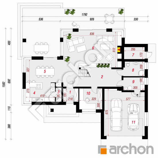 Проект дома ARCHON+ Вилла Вероника 3 вер. 2 План першого поверху