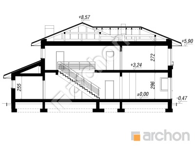 Проєкт будинку ARCHON+ Вілла Вероніка 3 вер. 2 Розріз будинку