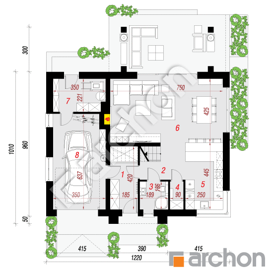 Проект будинку ARCHON+ Будинок в аурорах 18 (Г) План першого поверху