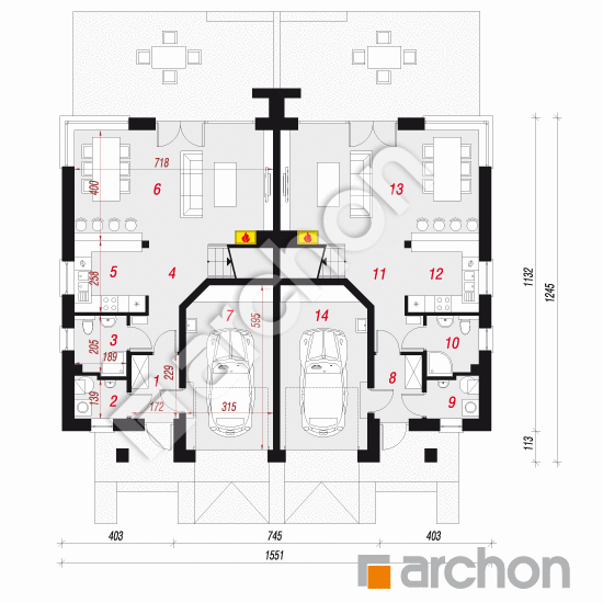 Проект будинку ARCHON+ Вілла Юлія 5 План першого поверху