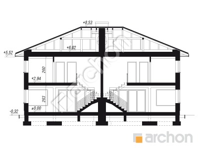 Проект дома ARCHON+ Вилла Юлия 5 Розріз будинку