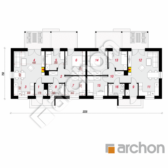 Проект будинку ARCHON+ Будинок в коручках 3 (Р2) План першого поверху