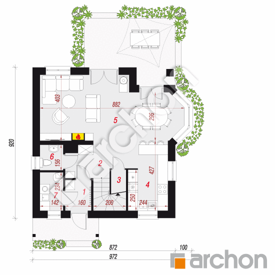 Проект дома ARCHON+ Дом под буками 4 вер.2 План першого поверху