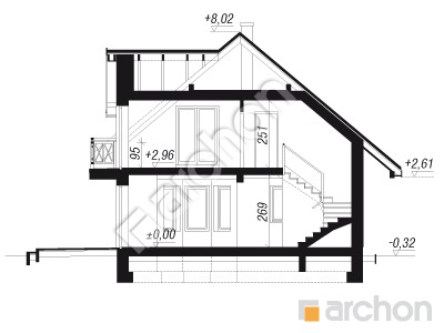 Проект дома ARCHON+ Дом под буками 4 вер.2 Розріз будинку