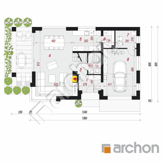 Проект дома ARCHON+ Дом в изопируме 12 План першого поверху