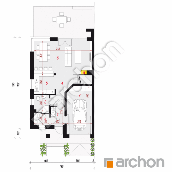 Проект будинку ARCHON+ Вілла Юлія 5 (Б) План першого поверху