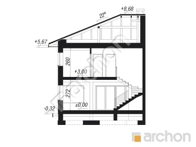 Проект дома ARCHON+ Вилла Юлия (Б) вер.3 Розріз будинку