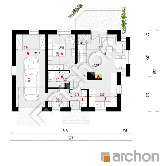 Проект дома ARCHON+ Дом миниатюрка 2 вер. 3 План першого поверху