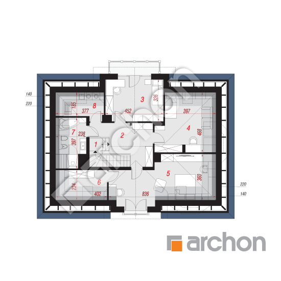 Проект дома ARCHON+ Дом в калатеях 8 (В) План мансандри