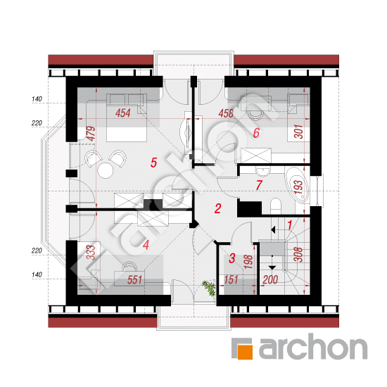 Проект будинку ARCHON+ Будинок в рододендронах 6 (В) вер.2 План мансандри