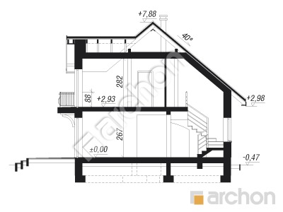 Проєкт будинку ARCHON+ Будинок в рододендронах 6 (В) вер.2 Розріз будинку