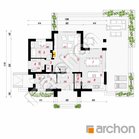Проект будинку ARCHON+ Будинок під софорою План першого поверху