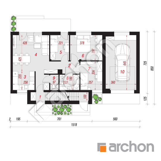 Проект дома ARCHON+ Дом в рябиннике (ГР2Б) План першого поверху