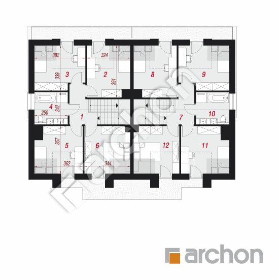 Проект дома ARCHON+ Дом в клематисах 27 (Р2) План мансандри