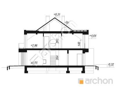 Проєкт будинку ARCHON+ Будинок в клематисах 27 (Р2) Розріз будинку