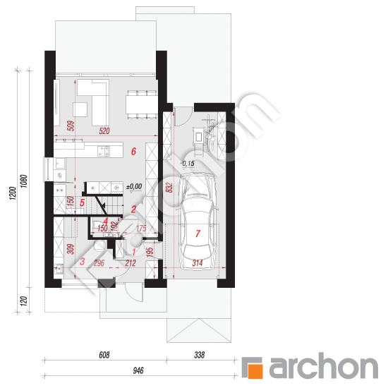 Проект дома ARCHON+ Дом в мускатах План першого поверху