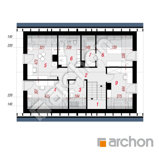 Проект дома ARCHON+ Дом в малиновках 23 (Г) План мансандри