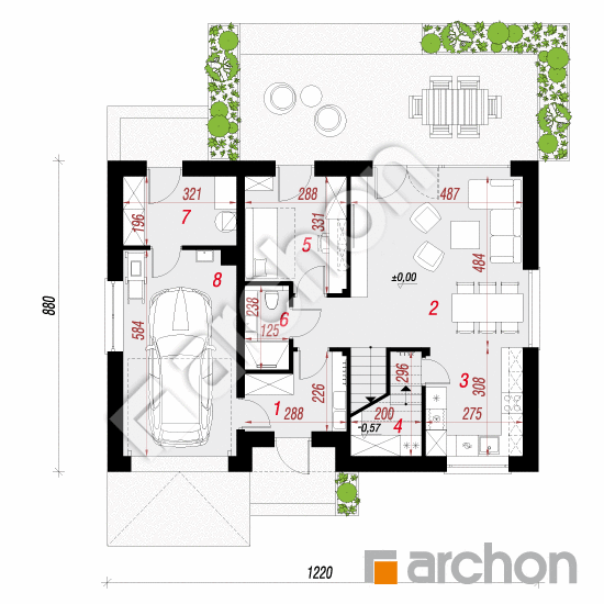 Проект будинку ARCHON+ Будинок в малинівці 23 (Г) План першого поверху