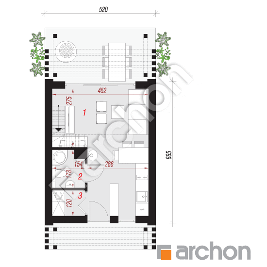 Проект дома ARCHON+ Летний домик у ручья 2 План першого поверху