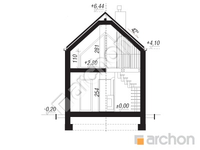 Проект дома ARCHON+ Летний домик у ручья 2 Розріз будинку