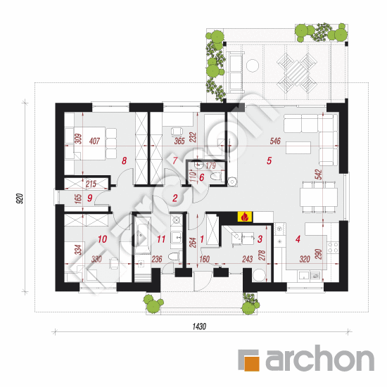 Проект будинку ARCHON+ Будинок у вівсянниці 6 План першого поверху