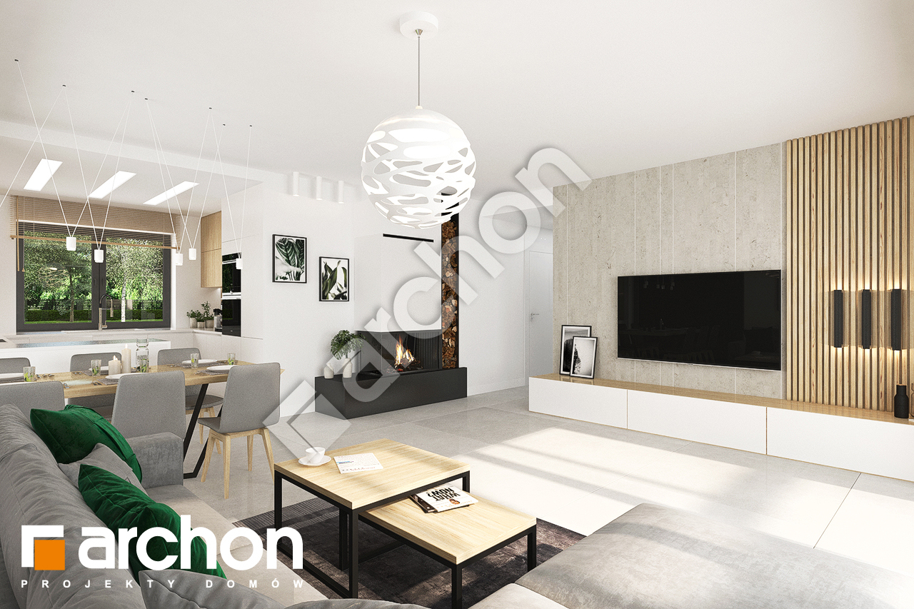 Проект дома ARCHON+ Дом в овсянницах 6 дневная зона (визуализация 1 вид 1)