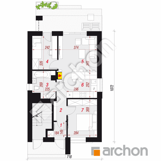 Проєкт будинку ARCHON+ Будинок в фіалках 7 (Р2) ver.2 План першого поверху