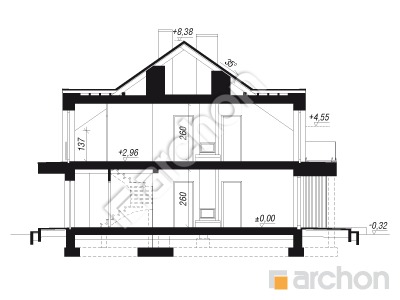 Проект дома ARCHON+ Дом в фиалках 7 (Р2) вер.2 Розріз будинку