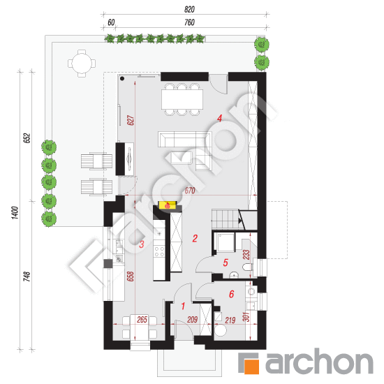 Проект будинку ARCHON+ Будинок під івою План першого поверху