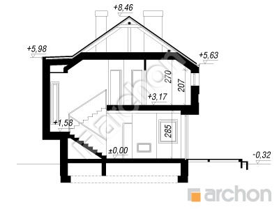 Проект дома ARCHON+ Дом под ивой Розріз будинку