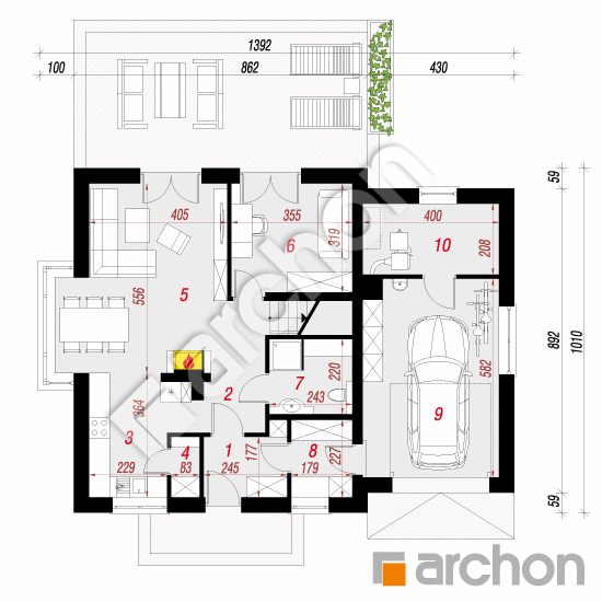 Проект будинку ARCHON+ Будинок в рододендронах 20 (Н) План першого поверху