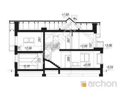 Проект дома ARCHON+ Дом в рододендронах 20 (Н) Розріз будинку