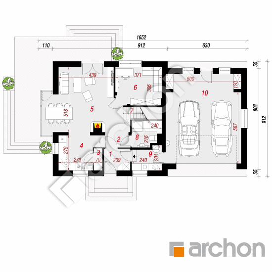 Проект дома ARCHON+ Дом в рододендронах 6 (Г2Н) вер.2 План першого поверху