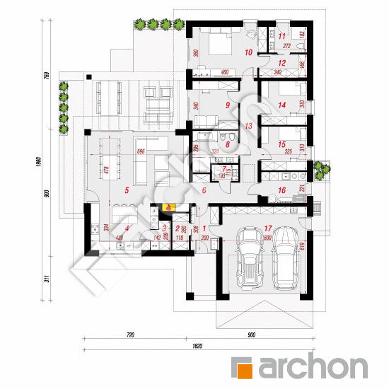 Проект дома ARCHON+ Дом в подснежниках 9 (Г2) План першого поверху